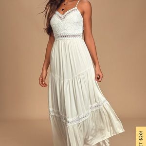 LULUS WHITE MAXI BOHO DRESS